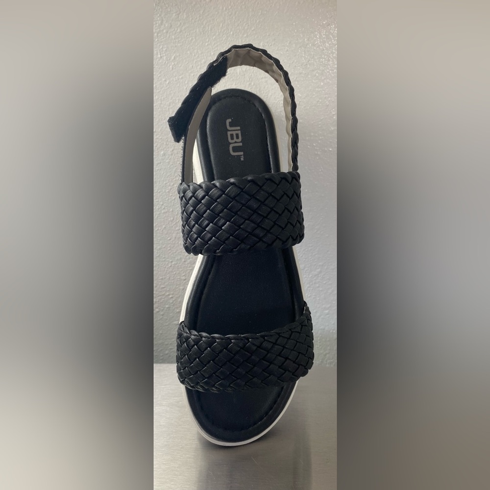 WOMENS BLACK WEDGE SANDALS